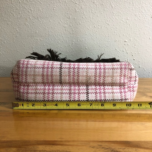 Bagalitas By Janice Pink Plaid Purse Hand Bad Brown Trim Eclectic Spring - Picture 9 of 10